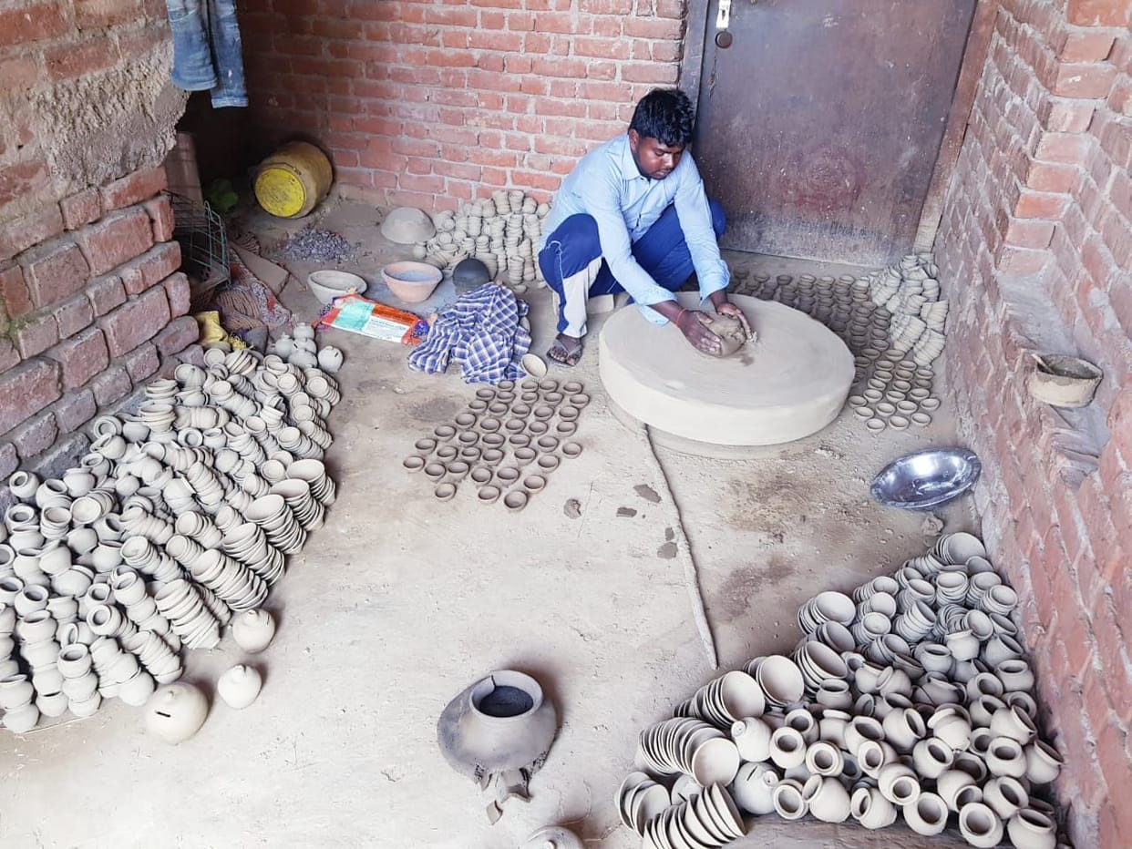 The house-courtyard will be lit with earthen lamps