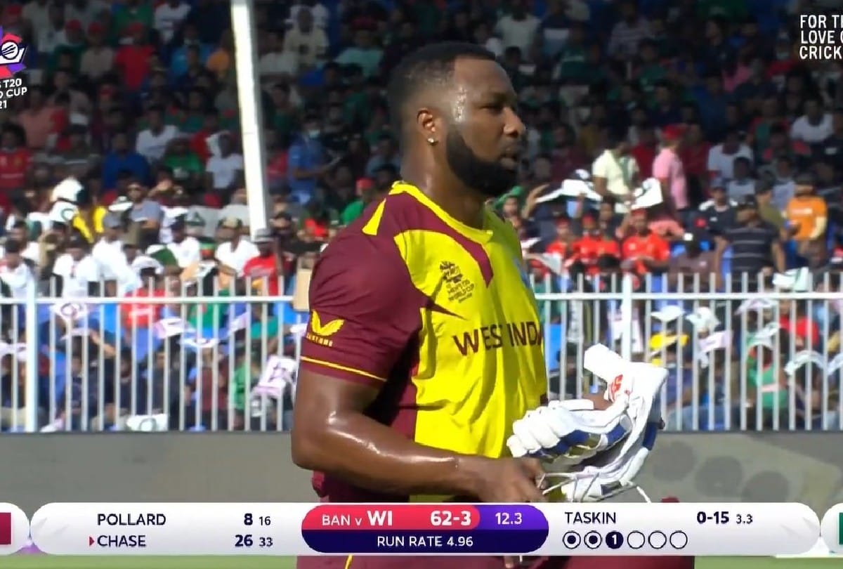 kieron pollard goes back after slow batting against bangladesh comes back in last over