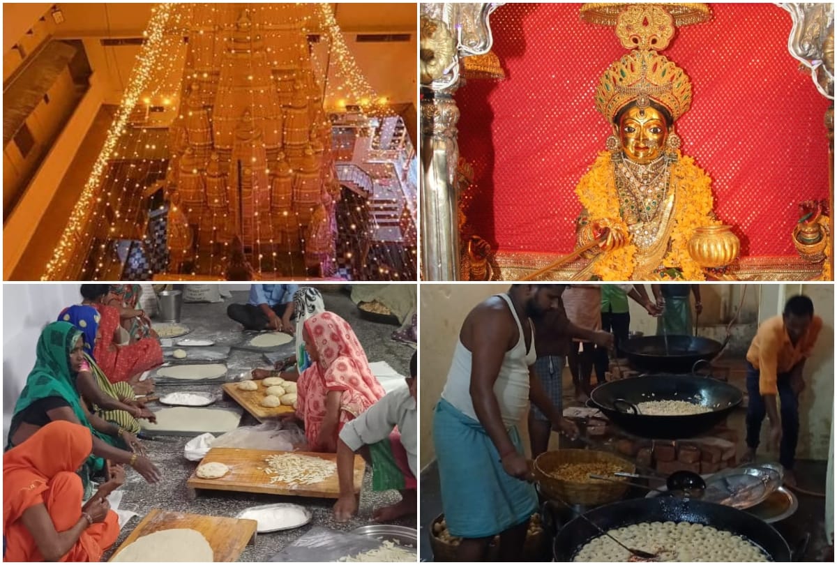 Dhanteras 2021 mata annapurna darshan temple goddess of food and wealth decorated 75 people working to prepare bhog prasad
