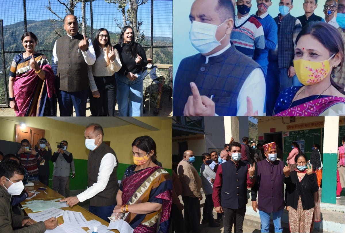 By election voting in himachal Cm Jairam Thakur Cast Vote With Family In Murhaag Mandi Himachal Pradesh