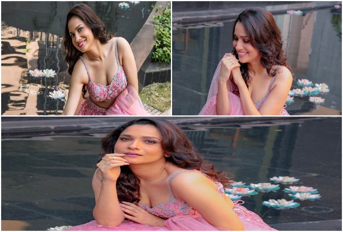 ankita lokhande shares photos in pink lehenga