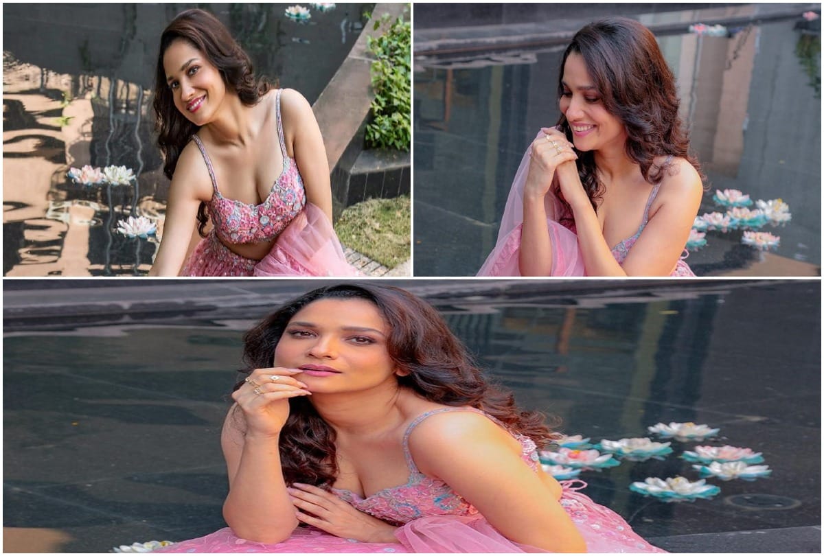 ankita lokhande shares photos in pink lehenga