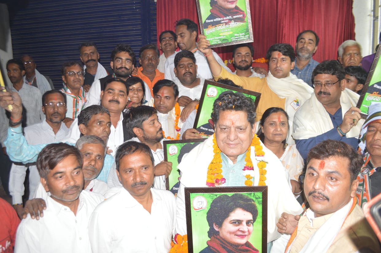 Hathras: Congress's pledge march welcomed at many places in the city