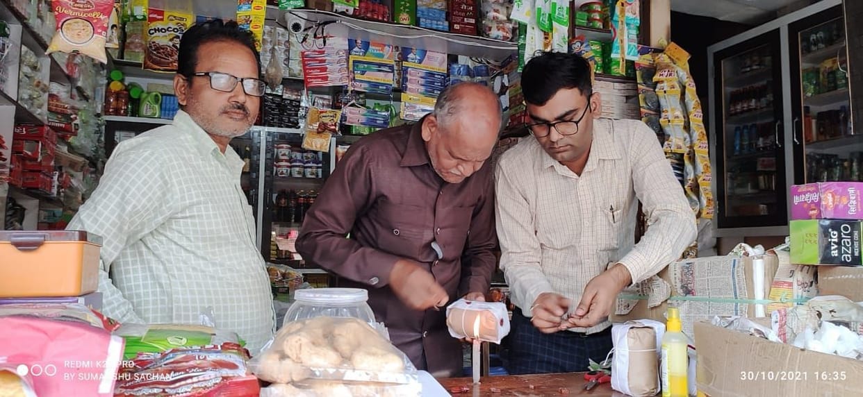 Two quintals of adulterated khowa destroyed, nine tins of vegetable oil and milk powder seized