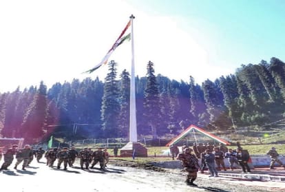 The highest 140 feet national flag hoisted near the LoC