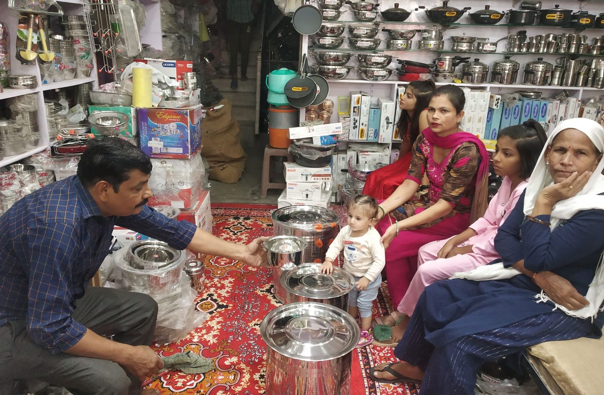 Markets decorated for shopping on Dhanteras