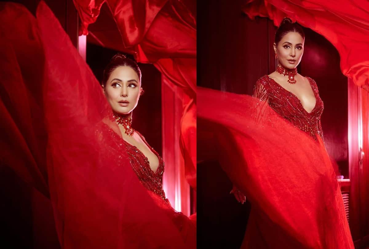 Hina Khan glamorous Look in red gown and printed Dress Check out Photos