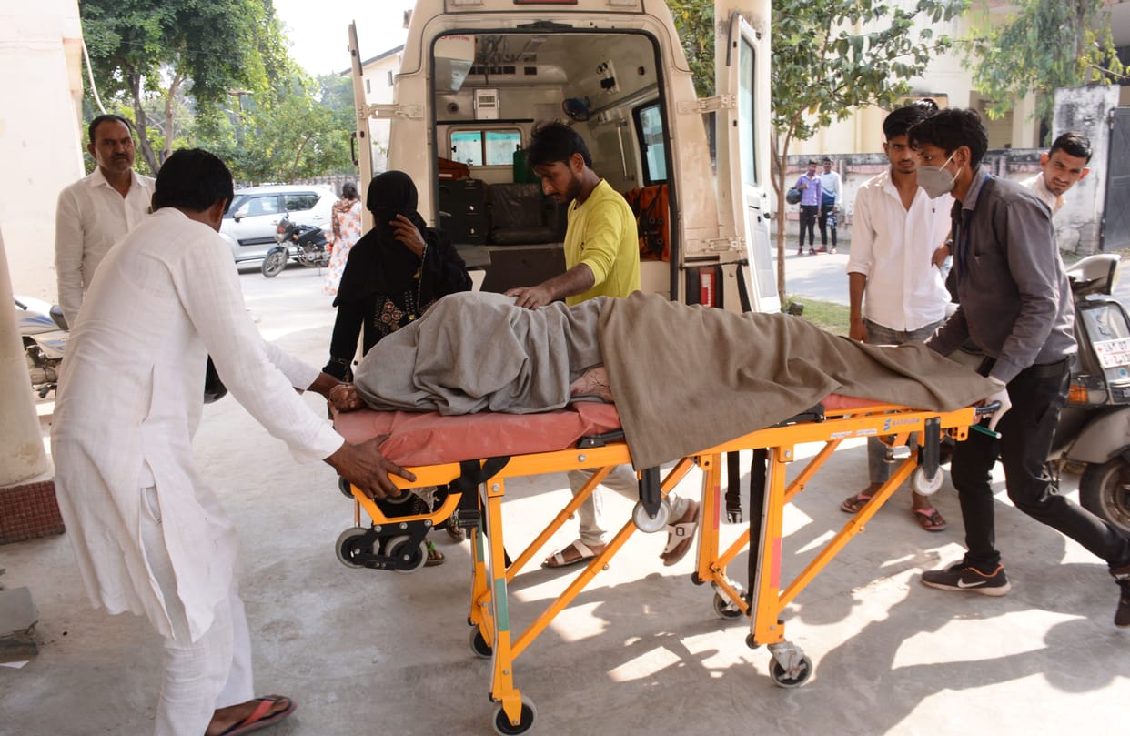 Fire on mother and son, woman seriously injured