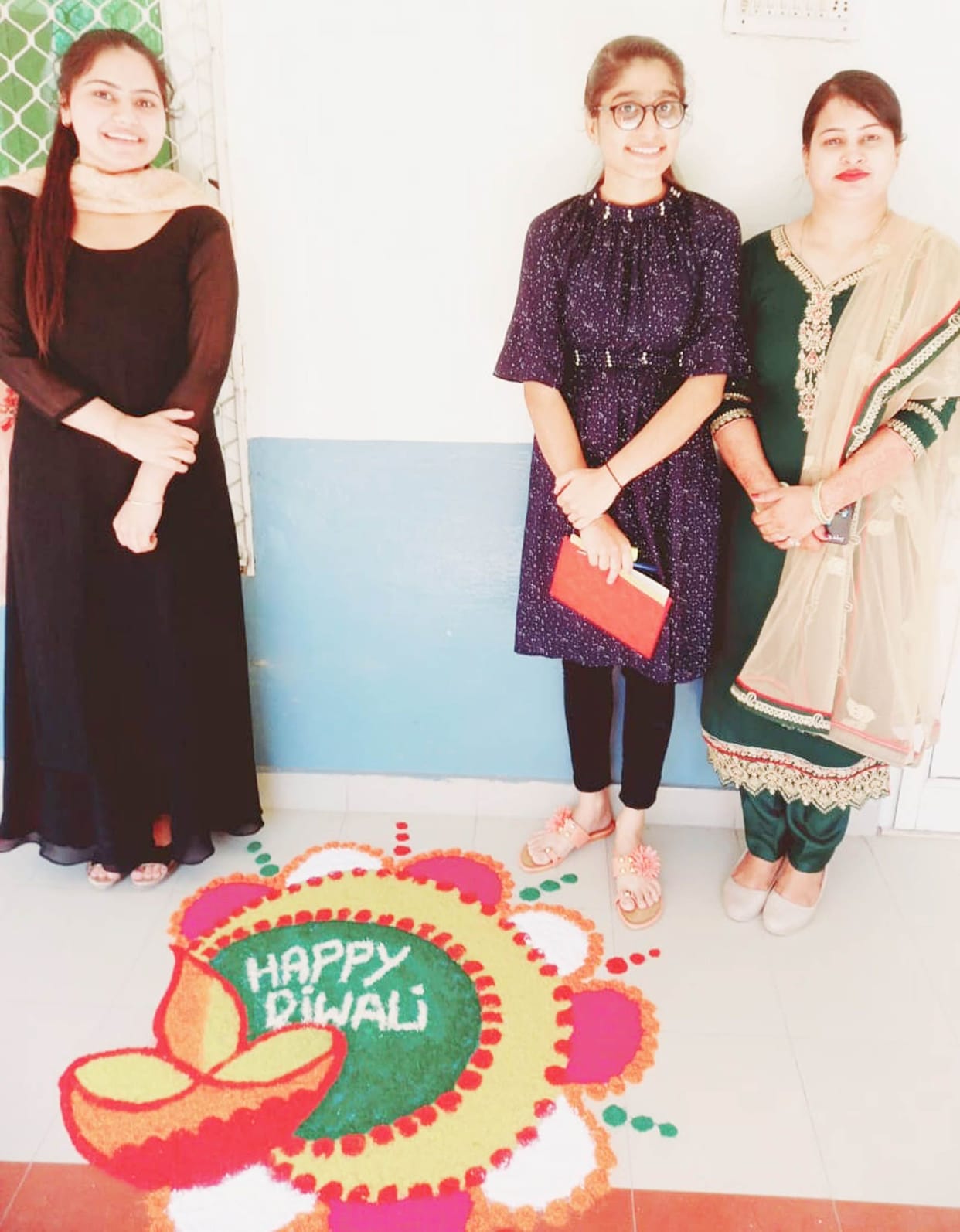 Muskan and Swati made the most beautiful Rangoli