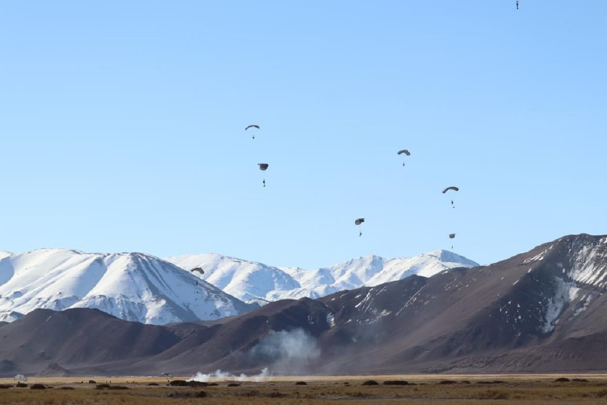 Indian Army Shatrujeet Brigade conducting Airborne insertion in Eastern Ladakh to validate rapid response capabilities
