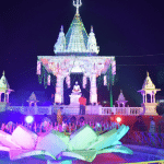 अयोध्या में दीपोत्सव पर मंदिर में सजावट का दृश्य