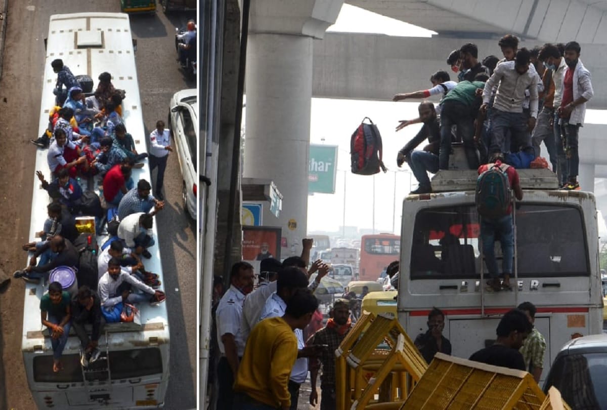 Delhi people going to home on Deepawali creates huge chaos on Bus terminals and roads