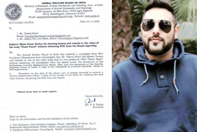 Animal Welfare Board of India has issued show-cause notice to Punjabi rapper Badshah 