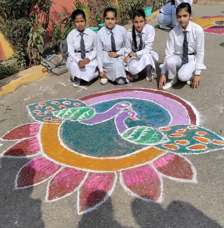 Rangoli made in schools on Diwali