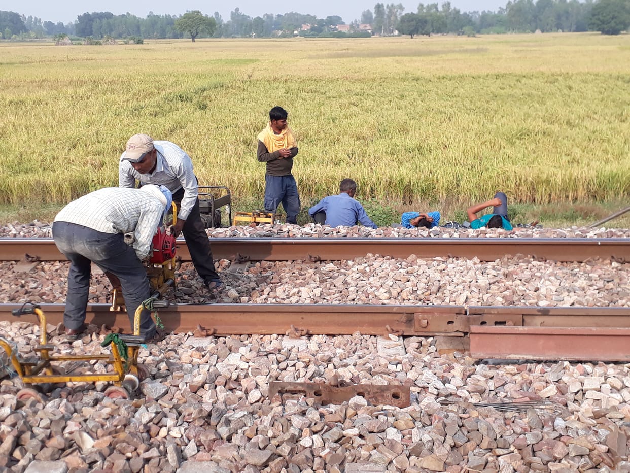Broken rail track replaced with block