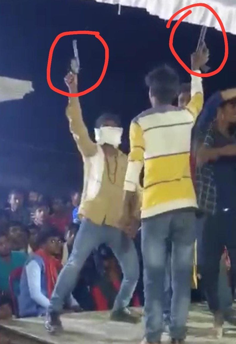 Disco on firearm in ceremony, case on six