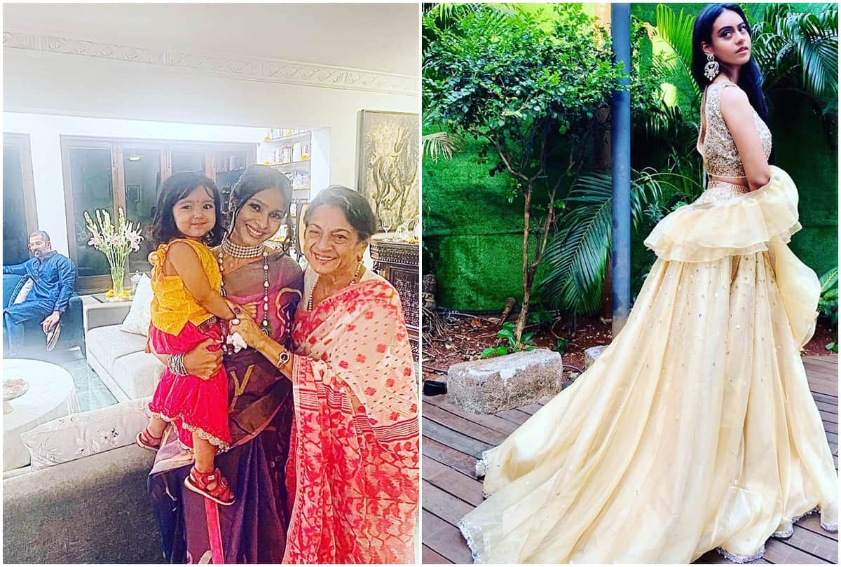Social Media: Kajol was seen celebrating Diwali with mother Tanuja husband Ajay Devgan and daughter Nyasa give it a miss