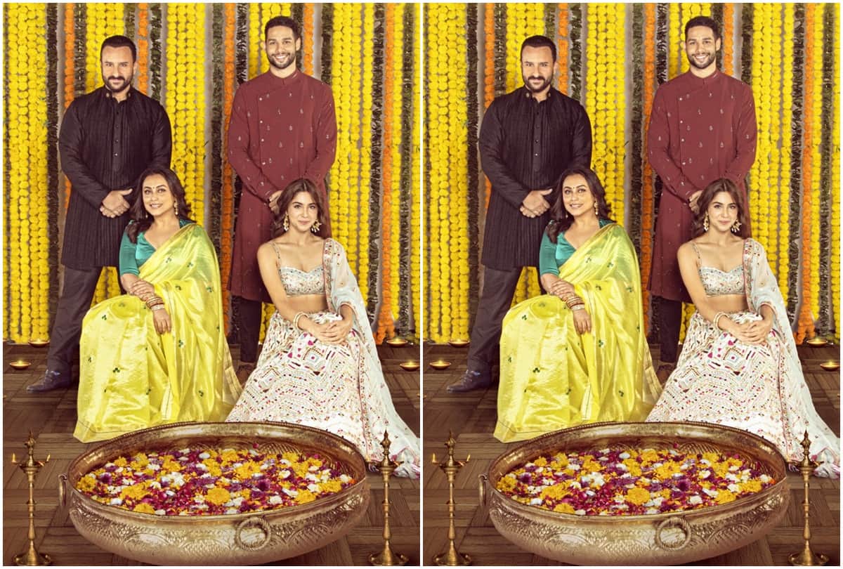 Bunty aur babli 2 star cast saif ali khan rani mukherjee sharvari wagh and siddhant chaturvedi wishes Happy diwali