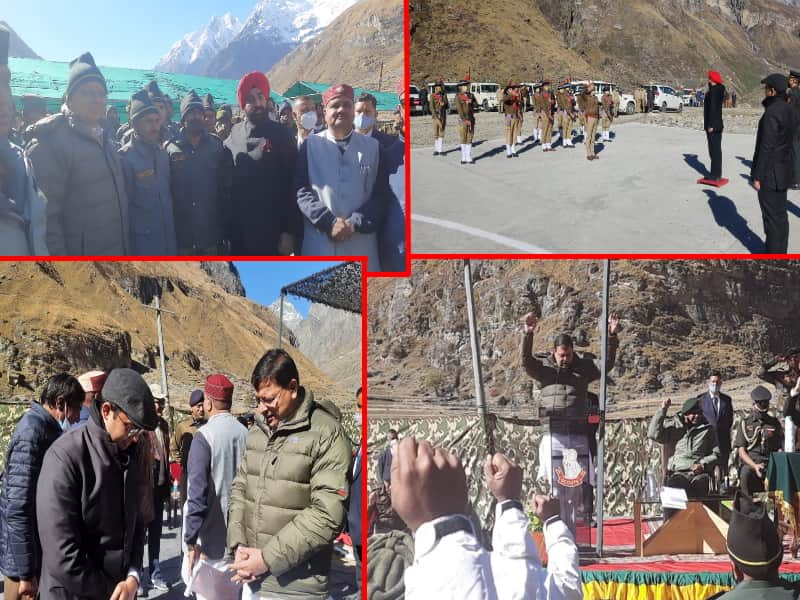 diwali 2021: uttarakhand governor and chief minister reacher mana to celebrate diwali with army soilders, see photos