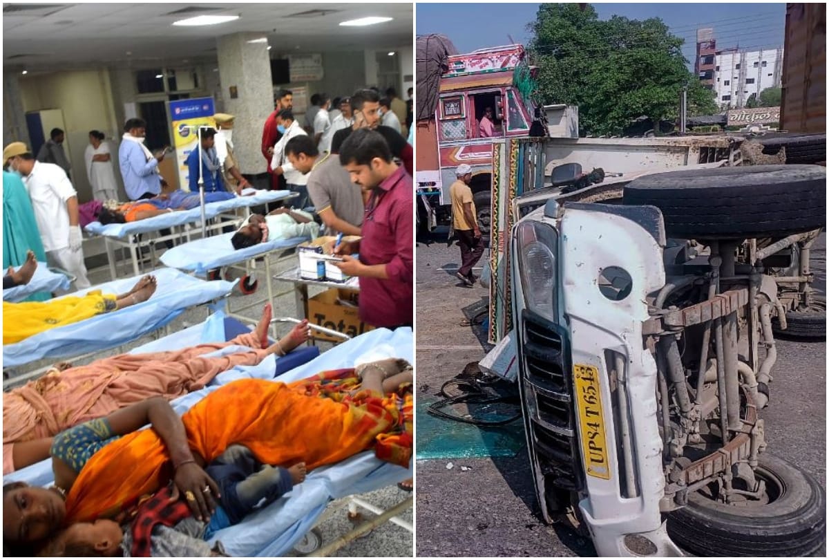 Road accident in varanasi  Four dead due to overturning of pickup Relatives returned to Bihar with dead bodies