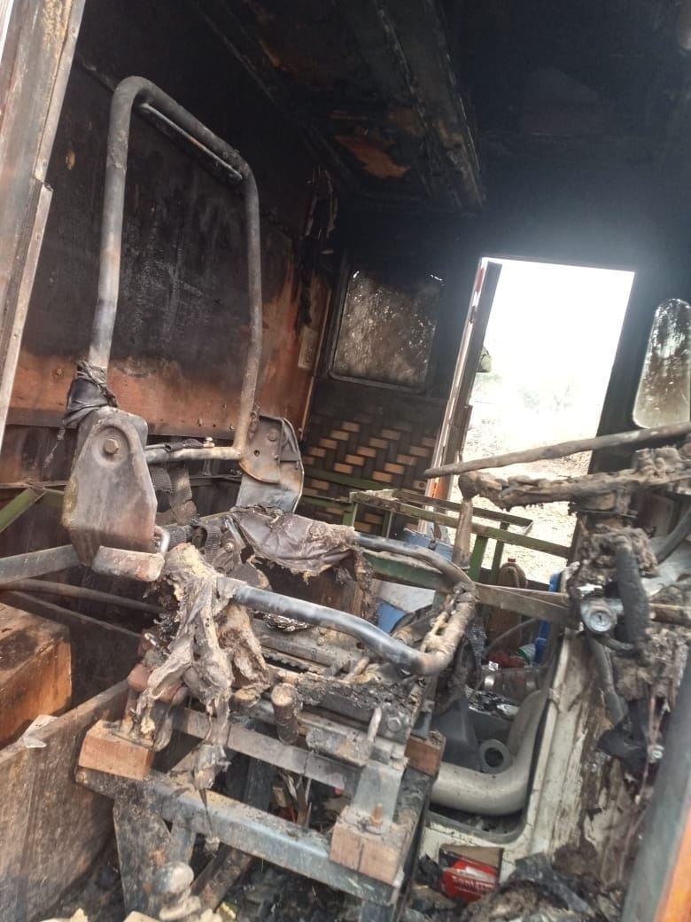 Fire in container cabin, driver scorched