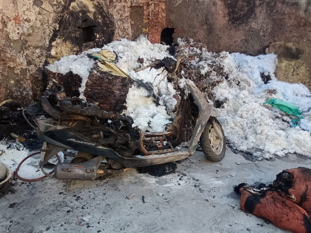 in fire incident scooty and others things burnt in ponta sahib on the diwali occasion