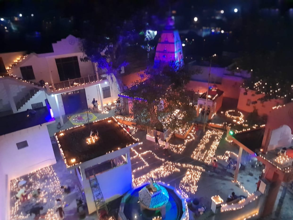 Shiva temple lit up with 21 thousand lamps