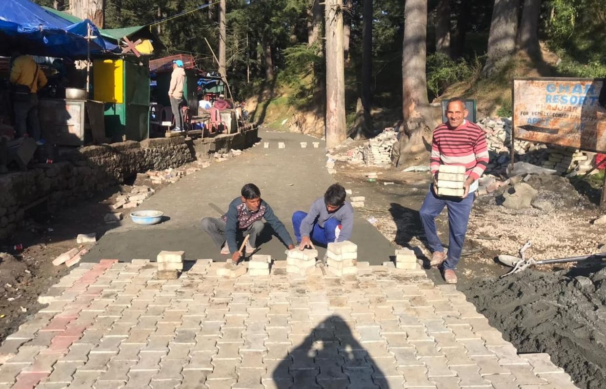 Paver path construction started on Khajjiar Bainsla Marg