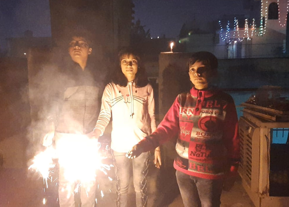 Deepotsav: Distributed sweets and fired crackers after worshiping