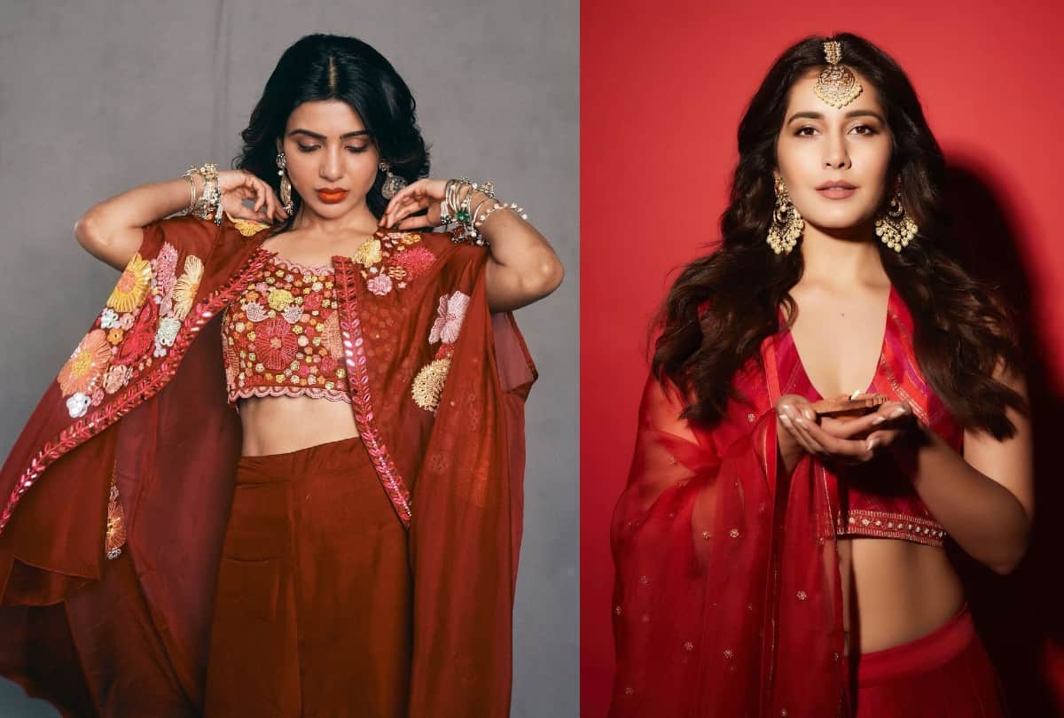 South Indian Actress Raashi Khanna And Samantha Ruth Prabhu Diwali Look Photos