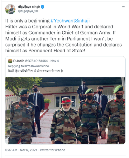 Madhya Pradesh politics: Digvijay compares Modi to Hitler for clothes like army, fires against RSS