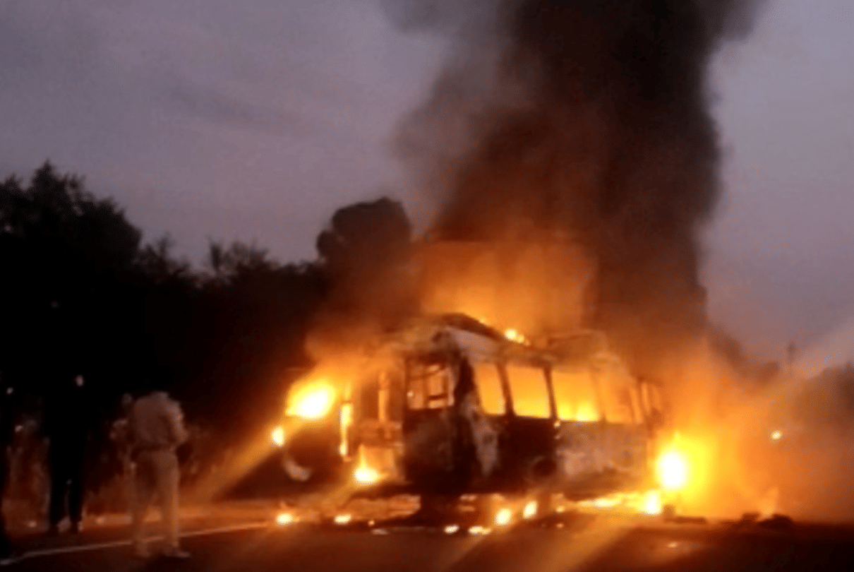 Guna accident: The bus collided on the side where the children were sitting, all three children were burnt alive due to being trapped in the cabin