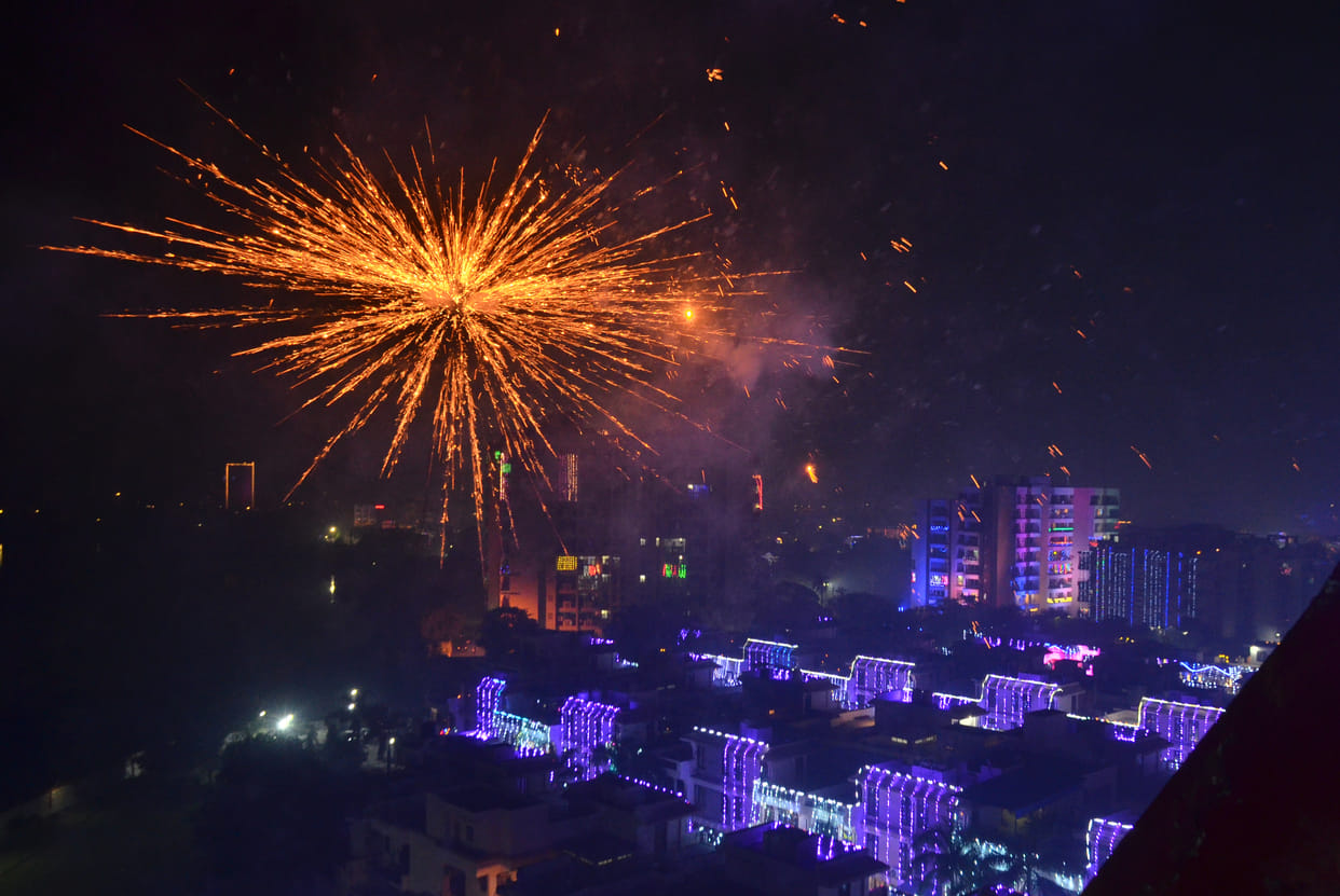 Tajnagri bathed in the twinkling lights