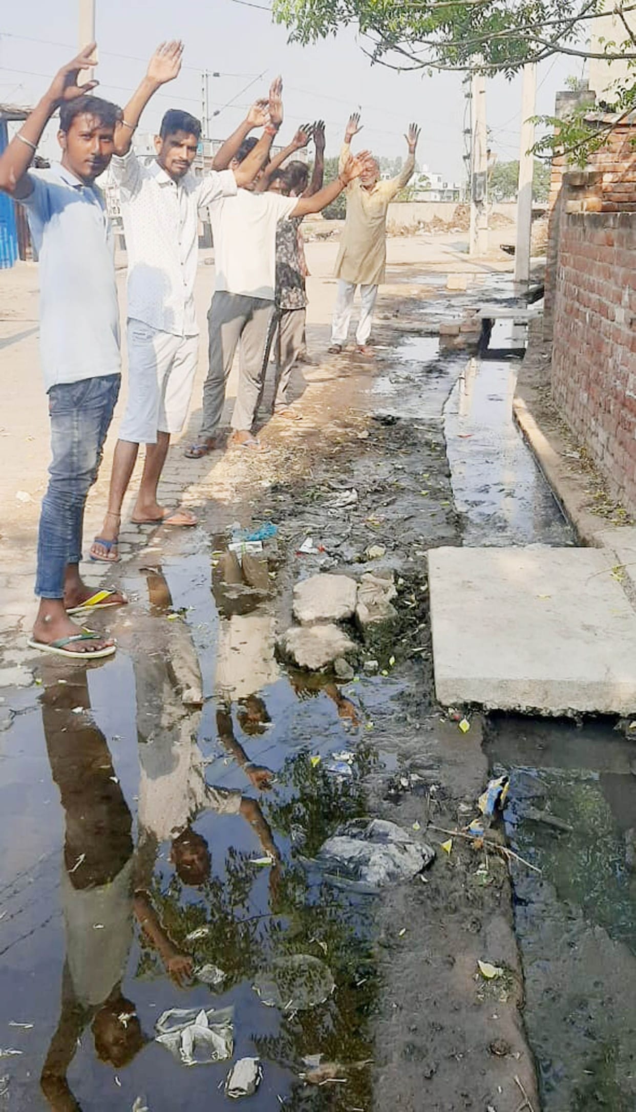 Anger among people due to flowing dirty water of drains in the streets