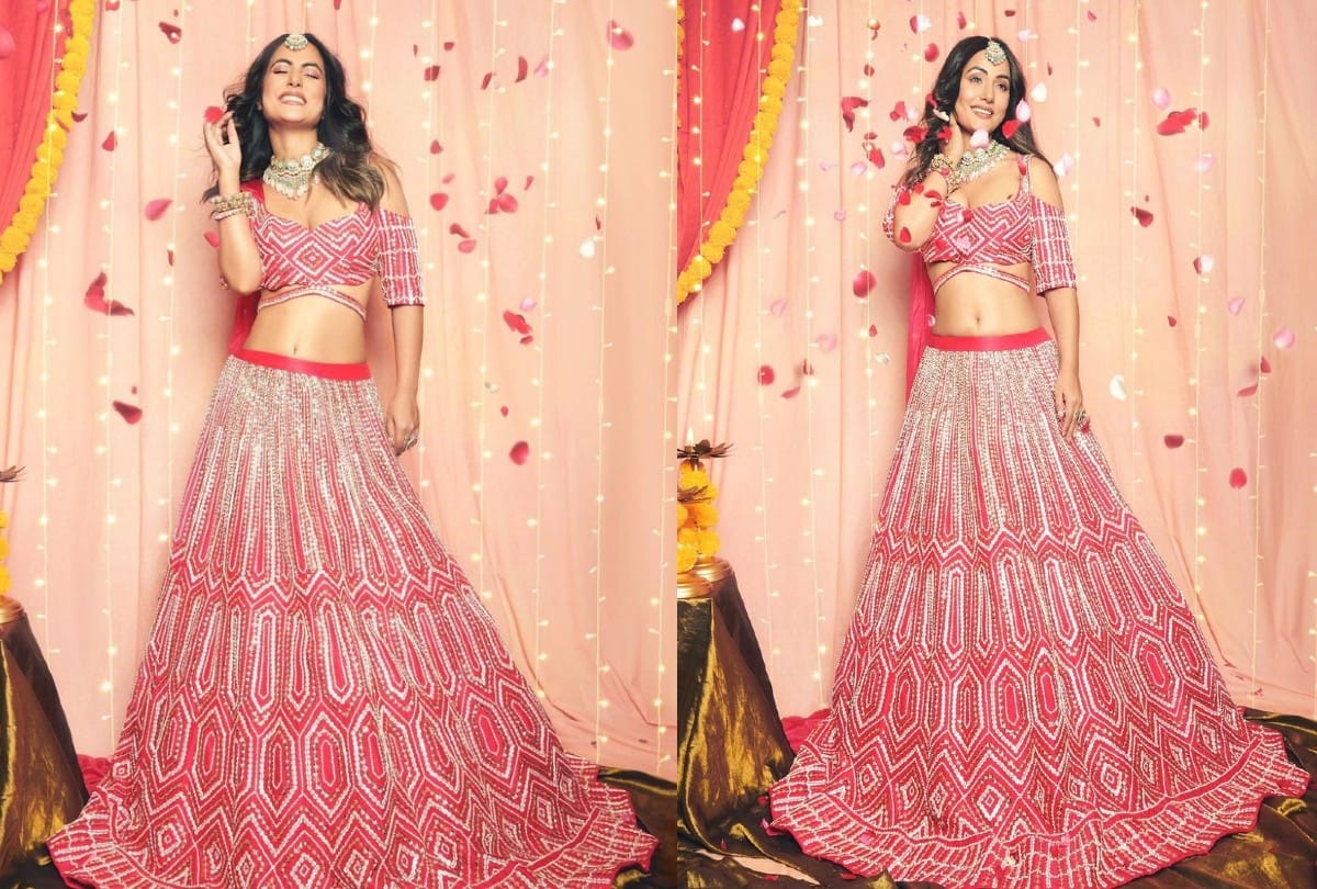 Hina Khan Party Wear Blue Lehenga perfect For Wedding Season