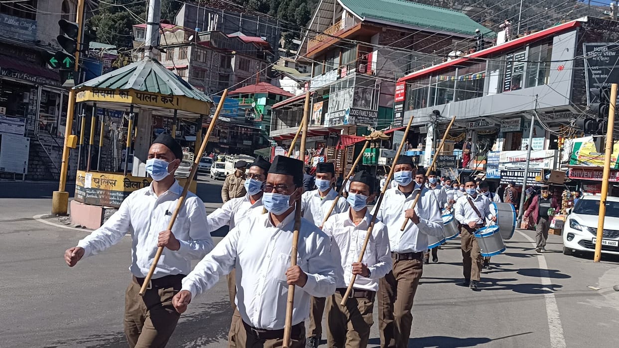 RSS conducted path sanchalan in Rekong Peo, Kinnaur
