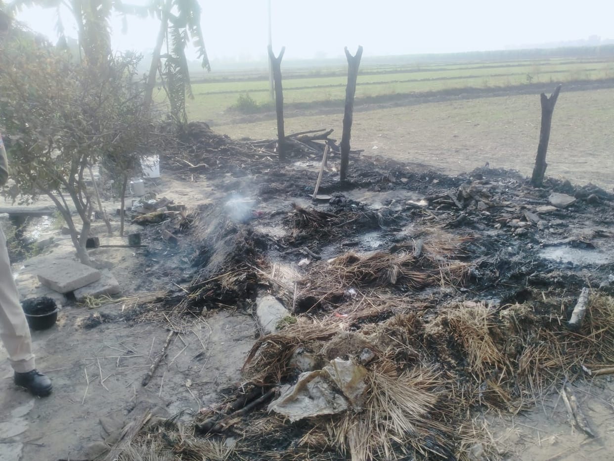 hut ashes due to fire while cooking