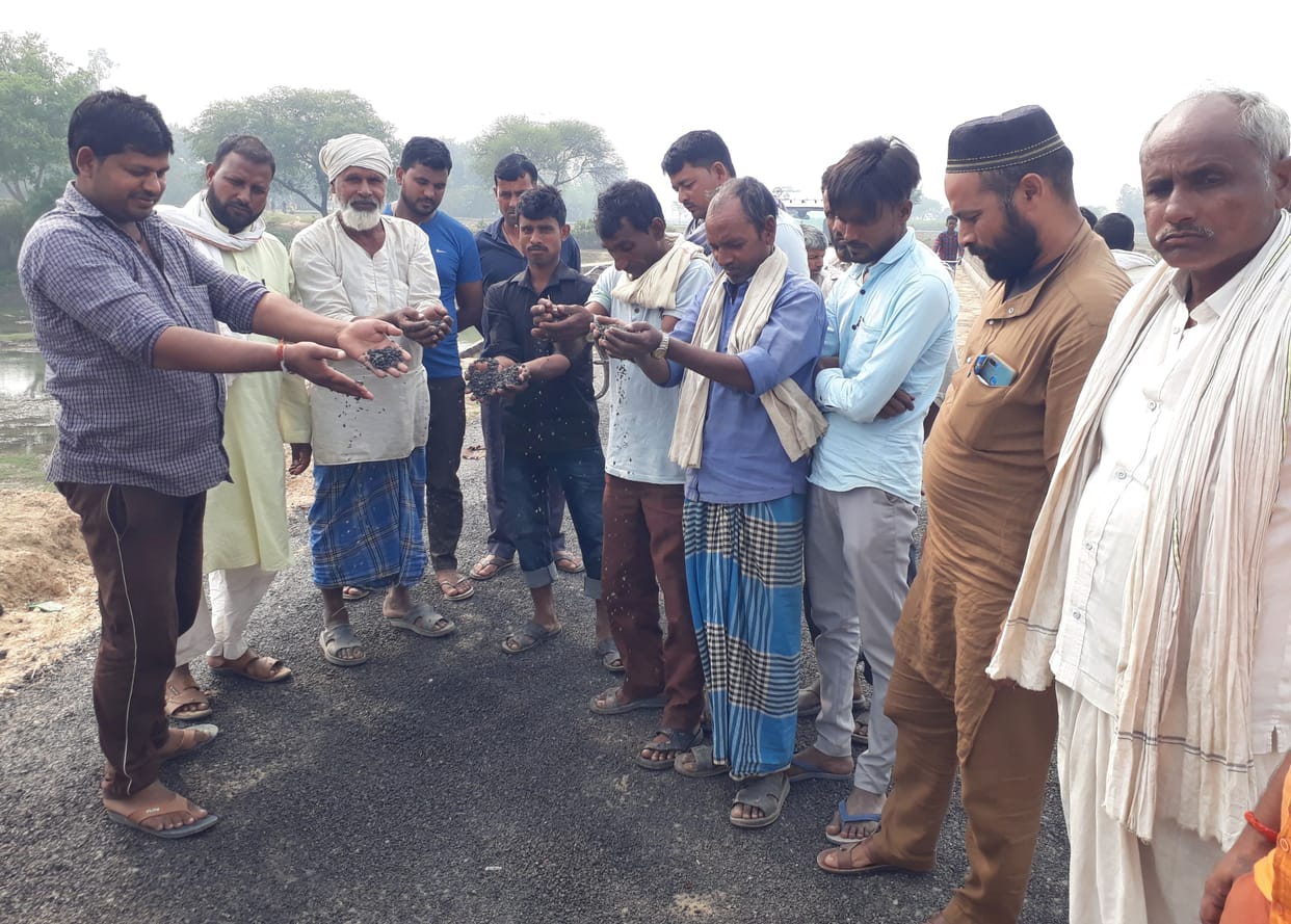 Villagers demonstrated for poor road construction