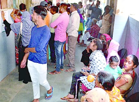 After many days, a crowd of fever patients gathered in the fully open OPD
