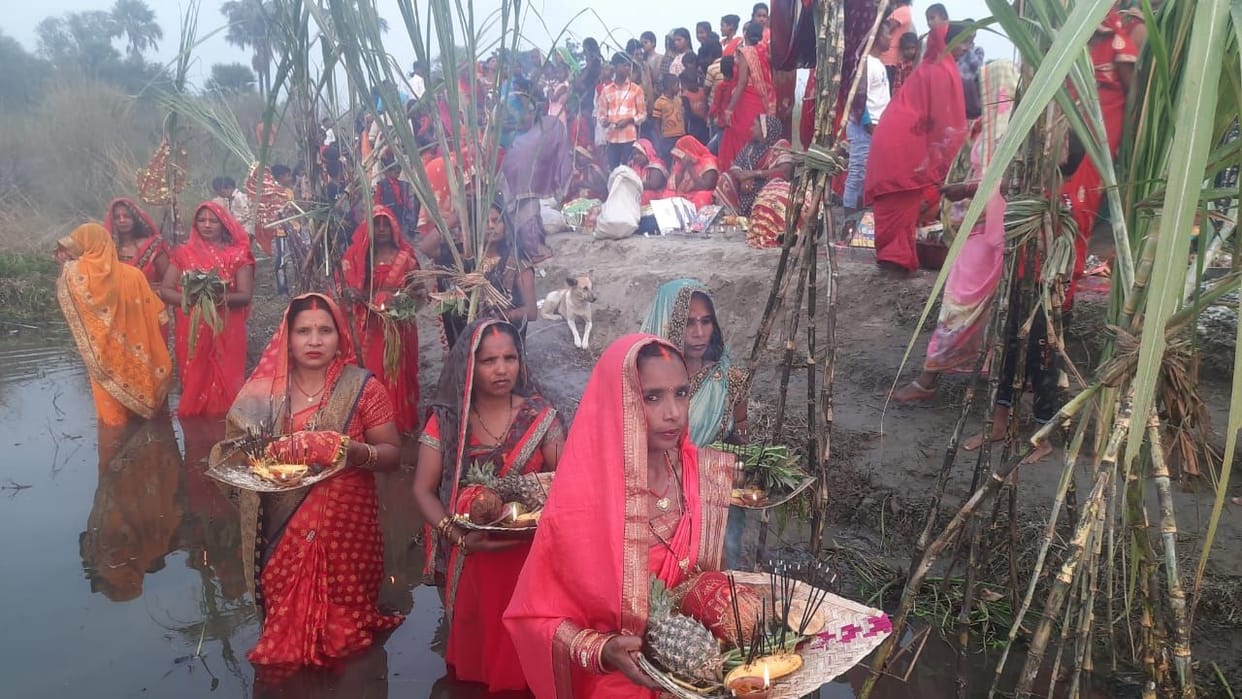 The glory of Chhath festival was also seen in rural areas