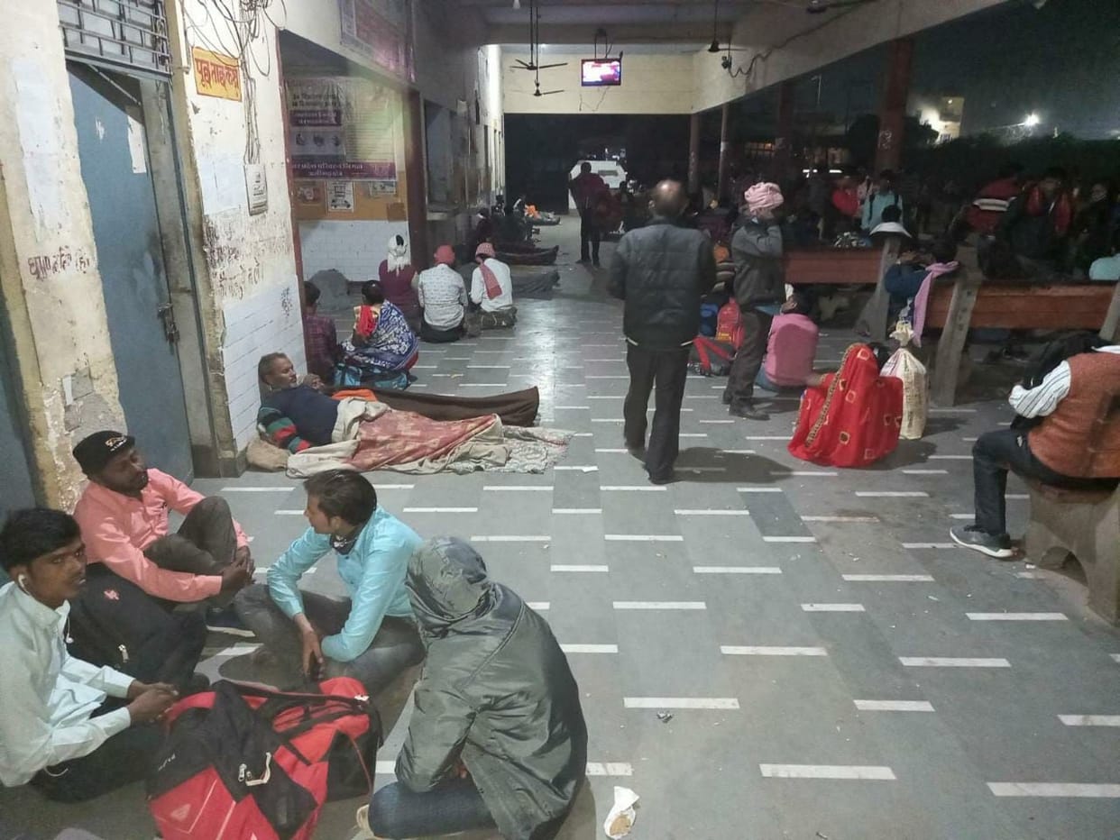 Buses missing from the stand, overnight travelers camped