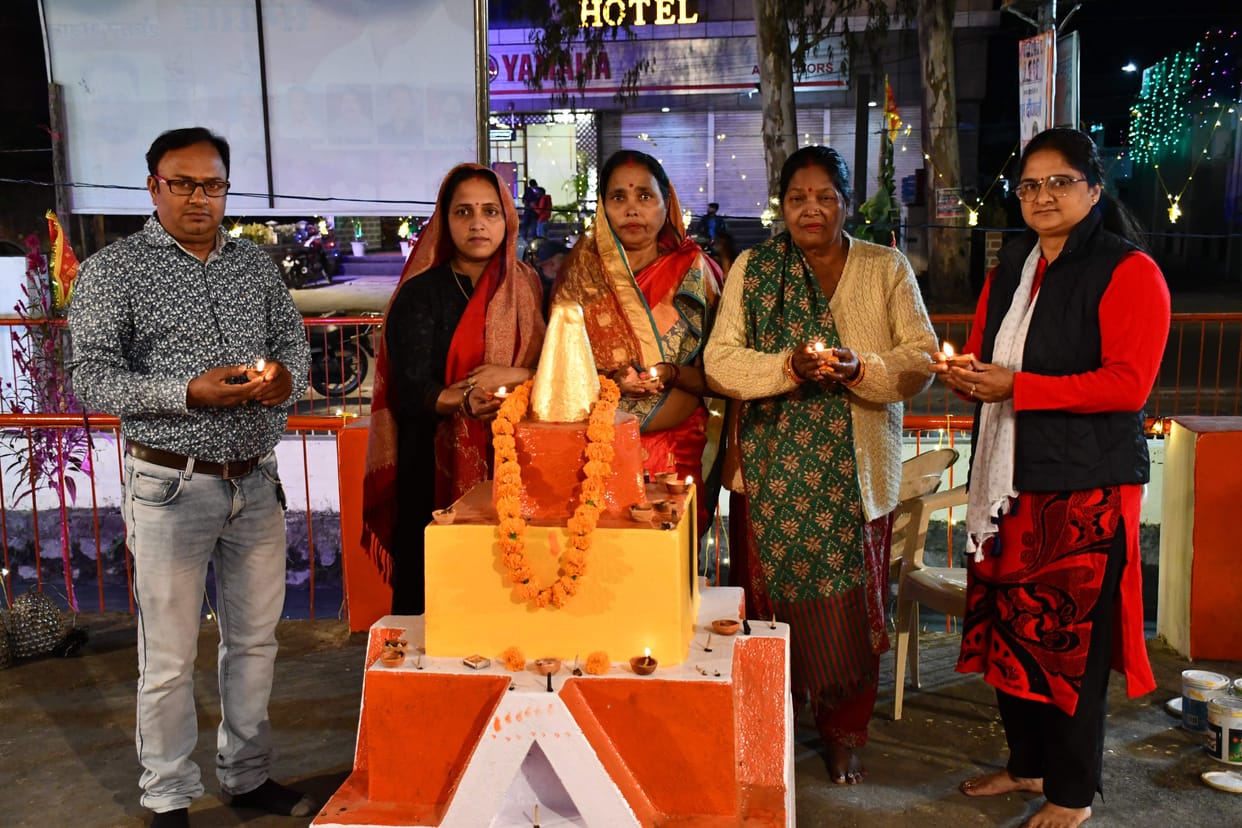 Chhath worship place lit up with the lamp of reverence
