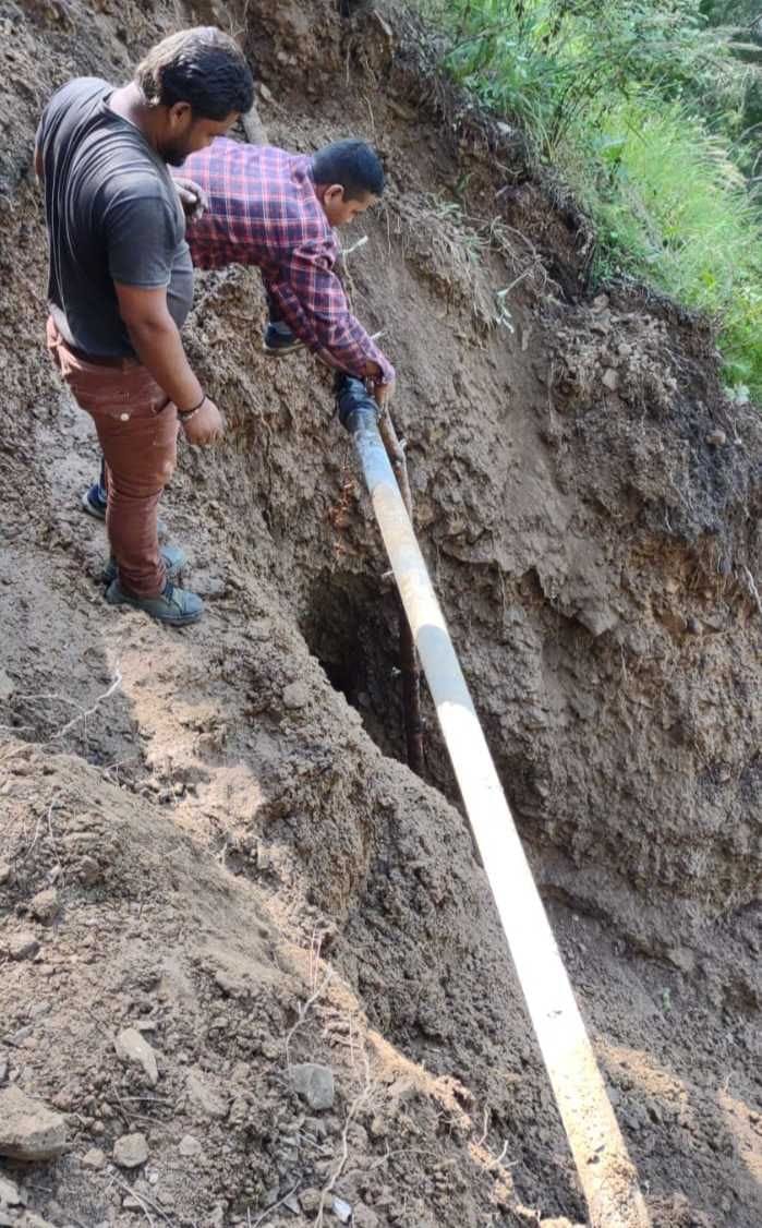 Villagers engaged in improving drinking water line themselves