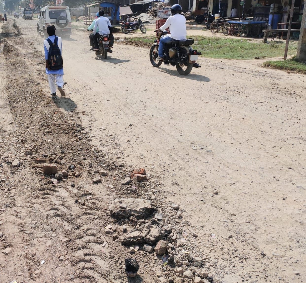potholes on the road