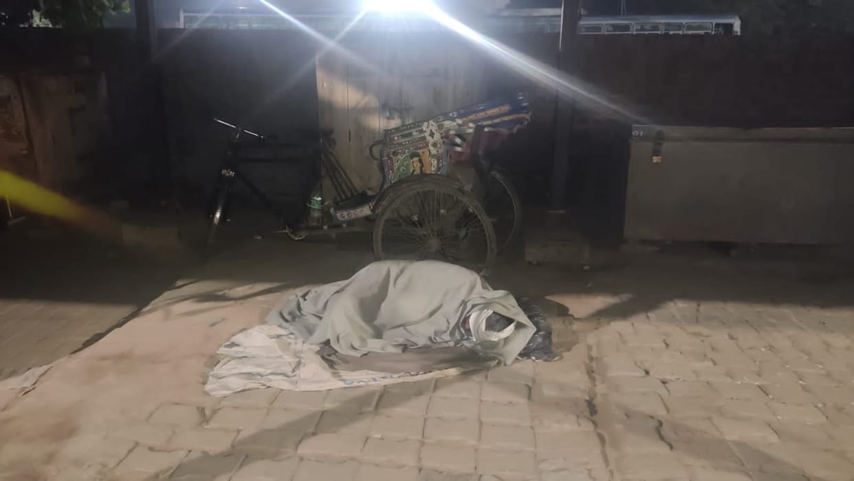 Night shelter homeless and administration waiting for severe cold