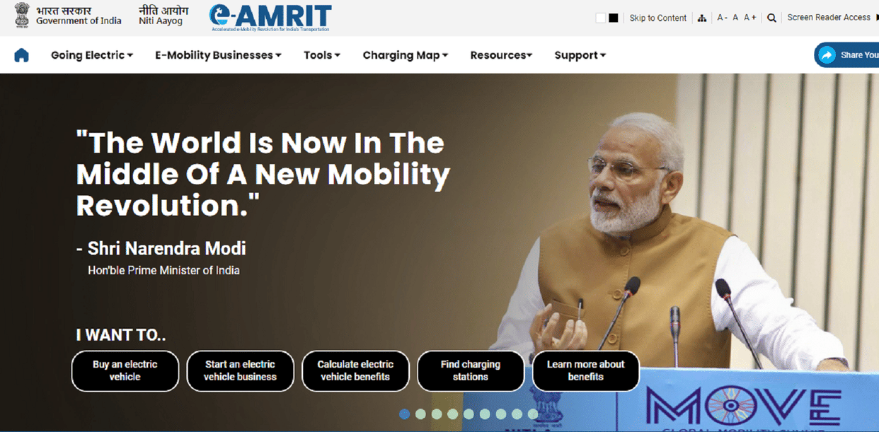 e amrit website launched at united nations climate change conference 2021 Indian government launches E-Amrit web portal for all information related to electric vehicles
