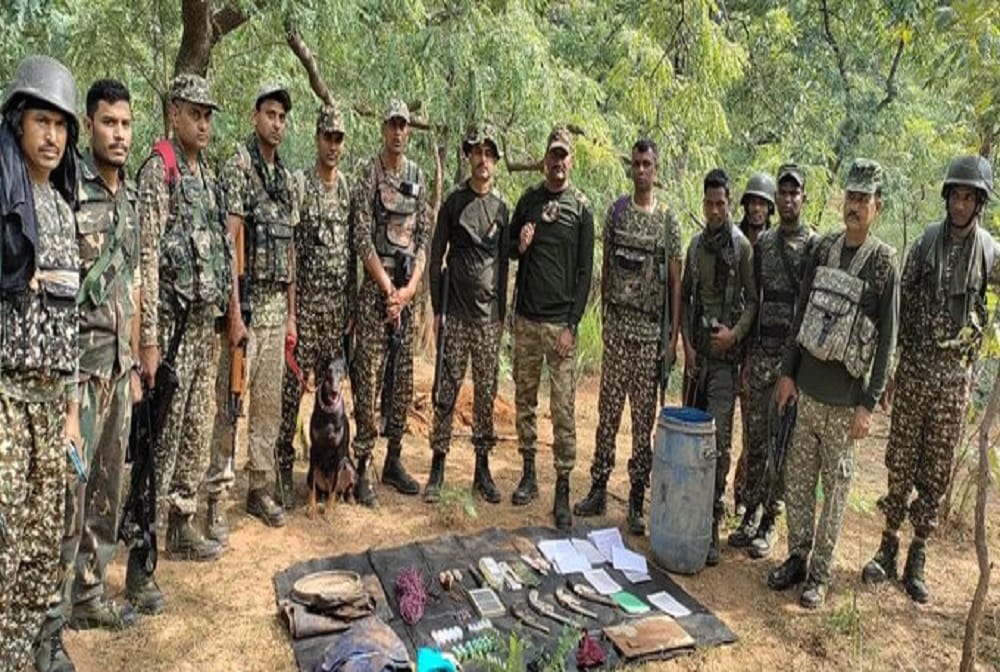 IED components and Naxal literature in the jungles of Budhanchapar in Chhattisgarh Rajnandgaon region