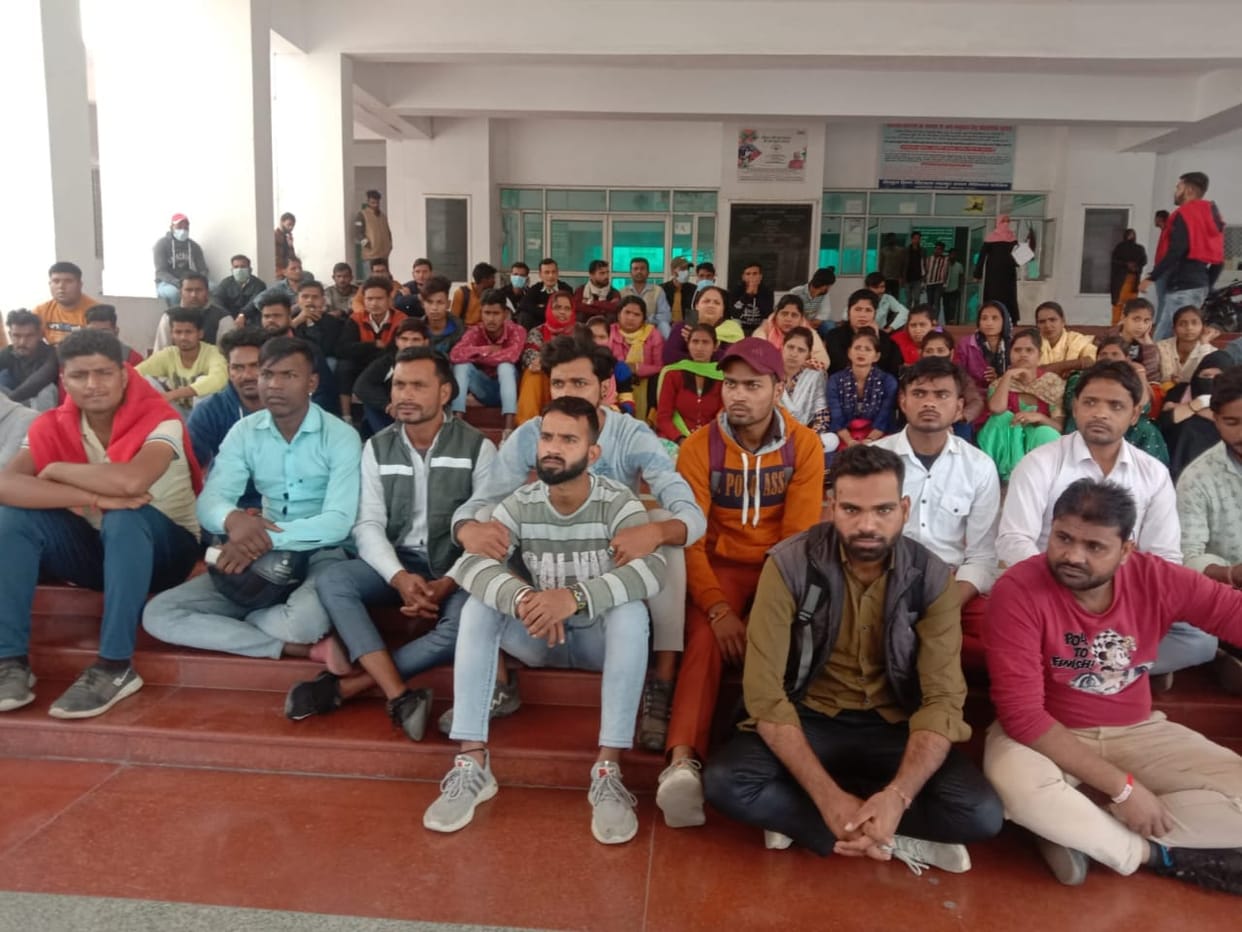 Temporary workers protest against termination of service