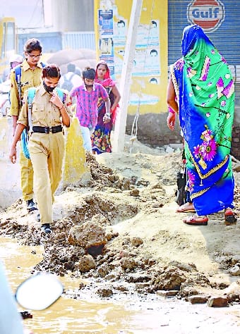 Forget swaying on the overbridge for now, till then push into the potholes of the service road