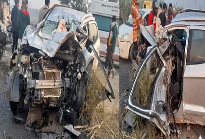 UP News: Four members of a family has died in car and truck accident in Muzaffarnagar and see photos